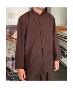 Đồ đi chùa nam màu nâu kiểu truyền thống sang trọng